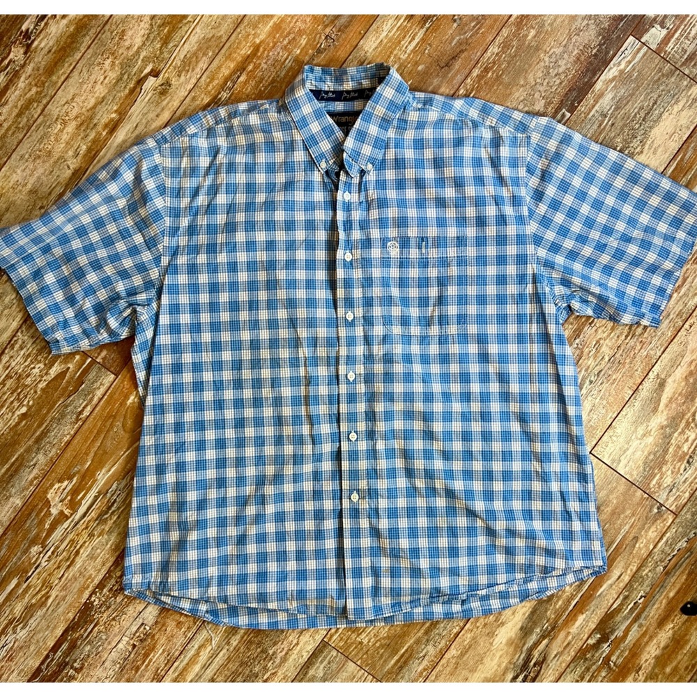 Wrangler George Strait Collection Mens XXL Blue Plaid Short Sleeve Western Shirt